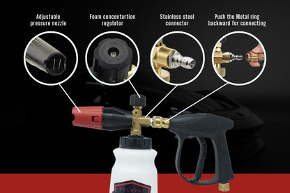 Foam Cannon + Short Pressure Washer Gun Combo